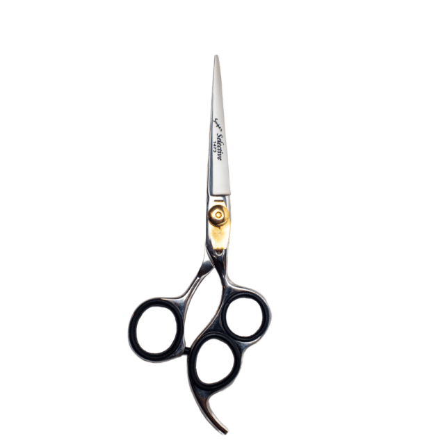 3 Ring Scissor 6.5-inch shear with ergonomic offset design, extra finger ring, and adjustable tension nut.