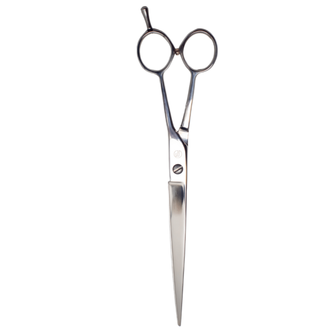 Stainless Steel 9" Curved Hair Shear with Bevel Edge and Serrated Blade