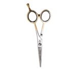 Dovo 5" Shear with a gold-accented design, featuring a bevel edge and classic straight handle.