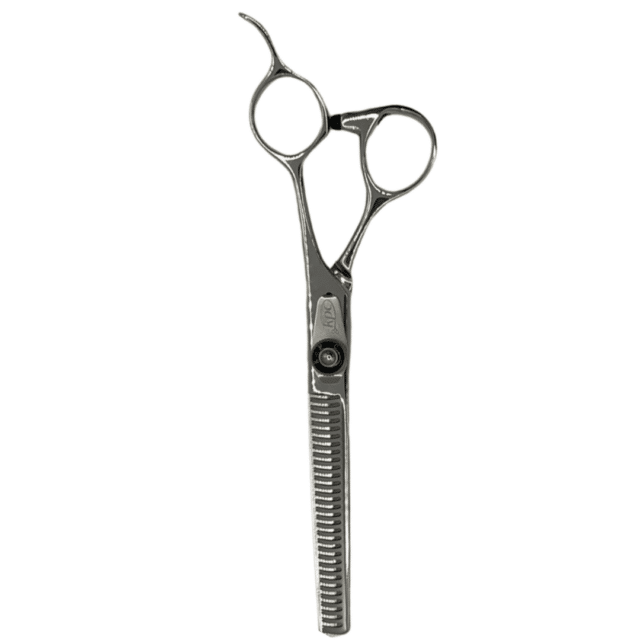 a pair of 30 teeth thinner scissors with a handle